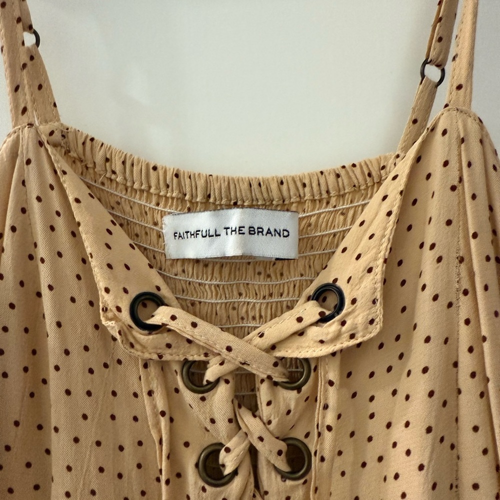 Faithfull the Brand Beige Polka Dot Camisole